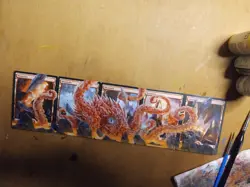 MtG BFZ Devil Kraken 5-Card Mountain Panorama Magic Altered Hand Painted Art - Image 3