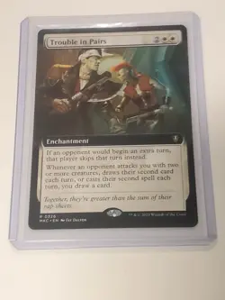 1x Mtg TROUBLE IN PAIRS BORDERLESS NM COMMANDER Murders At Karlov Manor 0326 - Image 3