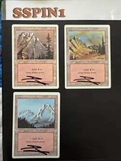 MTG Signed 3 Mountains Revised Douglas Shuler - Image 1