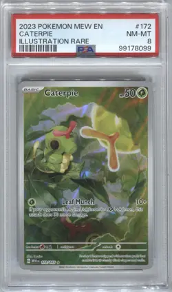 2023 POKEMON MEW EN-151 ILLUSTRATION RARE #172 CATERPIE PSA 8 (NA SELLER) - Image 1