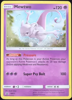 Pokemon TCG Mewtwo SM77 2017 Sun & Moon Black Star Promo Card - LP - Image 1