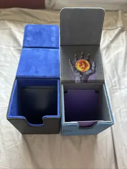 2 MTG 100 Card Commander Magnetic Deck Boxes Black/blue And Blue/purple - Image 2