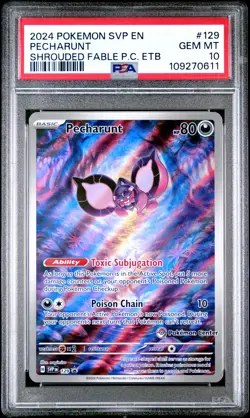 2024 POKEMON SVP SHROUDED FABLE POKEMON CENTER ETB PROMO #129 PECHARUNT PSA 10 - Image 1