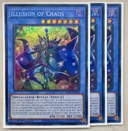 Yugioh! 3x Illusion of Chaos RA02-EN020 Secret Rare 1st Ed NM - Image 1