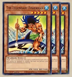 Yugioh x3 THE LEGENDARY FISHERMAN LED9-EN023 Common Yu-gi-oh! 3x FAST SHIP - Image 1