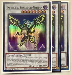 Yugioh! Earthbound Servant Geo Gryphon MZMI-EN033 (SR) 1st Ed 3x - Image 1