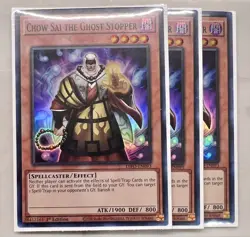Yugioh! 3x Chow Sai the Ghost Stopper DIFO-EN093 Super Rare 1st Ed NM - Image 1