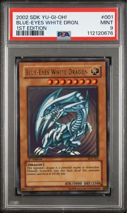 PSA 9 2002 Blue-Eyes White Dragon SDK-001 1st ED Ultra Rare YuGiOh English Mint - Image 1