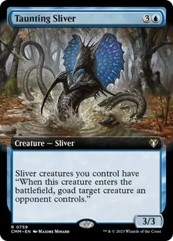 Taunting Sliver Extended Art Commander Masters NM MTG - Image 1