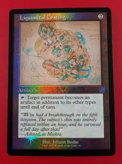 1x Liquimetal Coating | FOIL Schematics | The Brothers' War | MTG Magic Cards - Image 1