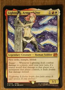 Lightning, Army of One Altered Art Hand Painted MTG Magic the Gathering Anime - Image 1