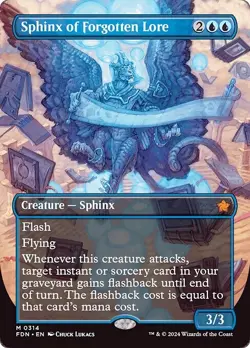 Borderless SPHINX OF FORGOTTEN LORE mtg NM-M Foundations 1 Mythic - Image 1