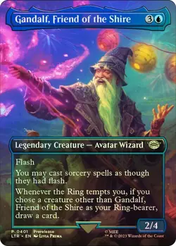 LTR Borderless Foil GANDALF FRIEND OF THE SHIRE 1x Rare Lord of the Rings MTG NM - Image 1