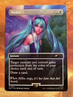 MTG Borderless Shelter Secret Lair: X Hatsune Miku: Sakura Superstar Rare!! - Image 1