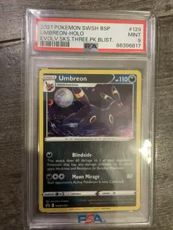 Umbreon SWSH129 Holo PSA 9 Swirl Evolving Skies 2021 Pokemon Black Star Promo - Image 2