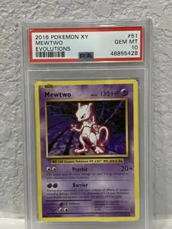 Pokemon XY Evolutions 51 Non Holo Rare Mewtwo PSA 10 GEM MINT - Image 1