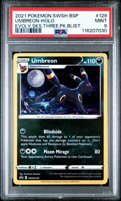 POKEMON 2021 Promo Evolving Skies Three Pack Blister UMBREON Holo SWSH129 PSA 9 - Image 1