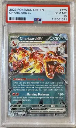 Pokemon TCG 2023 Obsidian Flames CHARIZARD EX 125/197 Graded PSA 10 Gem Mint - Image 1