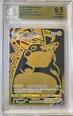 Pokemon TCG 2022 Lost Origin PIKACHU VMAX TG29/TG30 Gold Holo BGS GEM MINT 9.5 - Image 1