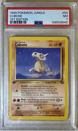 Pokemon TCG 1999 Jungle Vintage CUBONE #50 1st Edition Graded PSA NEAR MINT 7 - Image 1