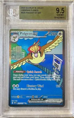 Pokemon TCG 2023 Obsidian Flames PIDGEOT EX 225/197 Full Art Graded BGS 9.5 GEM - Image 1