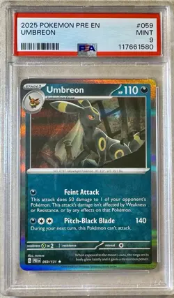 Pokemon TCG 2025 Prismatic Evolutions UMBREON 059/131 Holo Rare PSA 9 MINT - Image 1