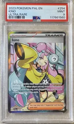 Pokemon TCG 2023 Paldea Evolved IONO 254/193 Full Art Trainer PSA 9 MINT - Image 1