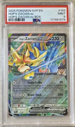 Pokemon TCG 2025 Scarlet and Violet Black Star Promo HOP’S ZACIAN EX 193 PSA 9 - Image 1