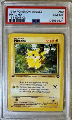 Pokemon TCG 1999 Jungle Pikachu 60 1st Edition NM-MT PSA 8 - Image 1