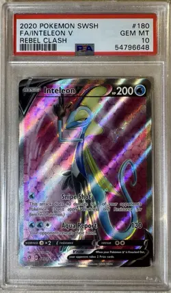 Pokemon TCG 2020 REBEL CLASH INTELEON V #180 Full Art Graded PSA GEM MINT 10 - Image 1