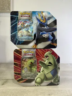 2 COUNT LOT - Pokemon TCG Tyranitar V + Empoleon V Strikers Tins 2021 - 10 Packs - Image 1