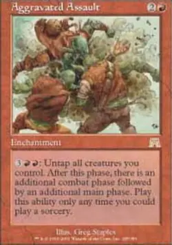 1 x Aggravated Assault - Onslaught - Moderate Play - MTG - Image 1