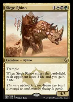 MTG Siege Rhino - Foil, Khans of Tarkir, Heavily Played, English - Image 1