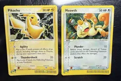 2003 RAW *SWIRL* 2 Card lot Pikachu 12 Meowth 13 HOLO Rare POKEMON Promos - Image 1