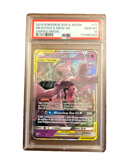 Mewtwo & Mew Tag Team GX UR #71 - PSA GEM MT 10 - 2019 Unified Minds - Pokemon - Image 1