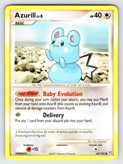 Azurill 69/130 Diamond & Pearl Base Set Pokemon Card TCG Sugimori Art Common Mp - Image 1
