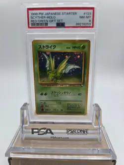 1998 Pokemon Japanese Scyther Holo 123 Red Green Gift Set PSA 8 NM-MT - Image 1