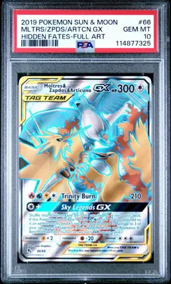 Pokemon Hidden Fates Moltres & Zapdos & Articuno GX #66 *GEM MINT PSA 10* - Image 1