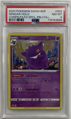 Gengar SWSH052 Promo Champions Path Holo Pin Collection PSA 8 - Pokemon TCG - Image 1