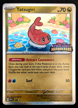 POKEMON ~ TATSUGIRI ~ 118 STAFF TWILIGHT MASQUERADE STAMPED PRERELEASE PROMO NM - Image 1