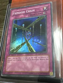 Fiendish Chain 1st Edition LP Super Rare Holo Yugioh Card ABPF-EN064 - Image 1