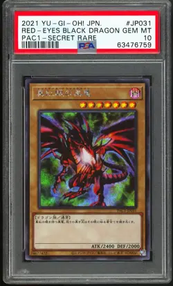 PSA 10 - 2021 YU-GI-OH! JPN PRISMATIC ART COLLECTION 1 - RED EYES BLACK DRAGON - Image 1