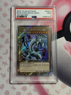 Yugioh PSA 9 Blue-Eyes White Dragon RA03-EN079 Platinum Secret Rare 1st Edition - Image 1