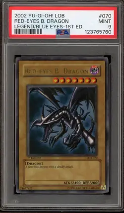 Yu-Gi-Oh! Red-Eyes B. Dragon Legend of Blue Eyes 1st Edition WAVY LOB-070 PSA 9 - Image 1