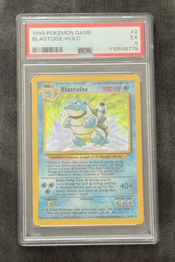1999 Pokemon TCG Blastoise Holo Rare Card Base Set 2/102, PSA Graded 5 - Image 1