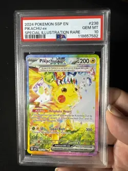 2024 POKEMON SSP EN-SURGING SPARKS SPECIAL ILLUSTRATION RARE PIKACHU EX PSA 10 - Image 1