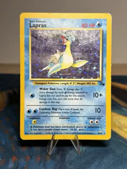 Lapras 10/62 Holo Rare Fossil Pokemon Card Vintage Set MP - Image 1