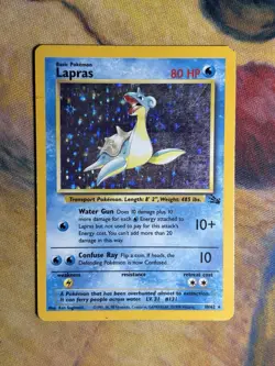 Lapras 10/62 Holo Rare Fossil Pokemon Card Vintage Set MP - Image 2