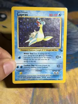 Lapras 10/62 Holo Rare Fossil Pokemon Card Vintage Set MP - Image 3