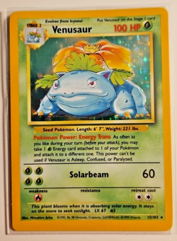 Venusaur 15/102 Base Set Unlimited 1999 Holo Rare Vintage Pokemon Card - LP - Image 1